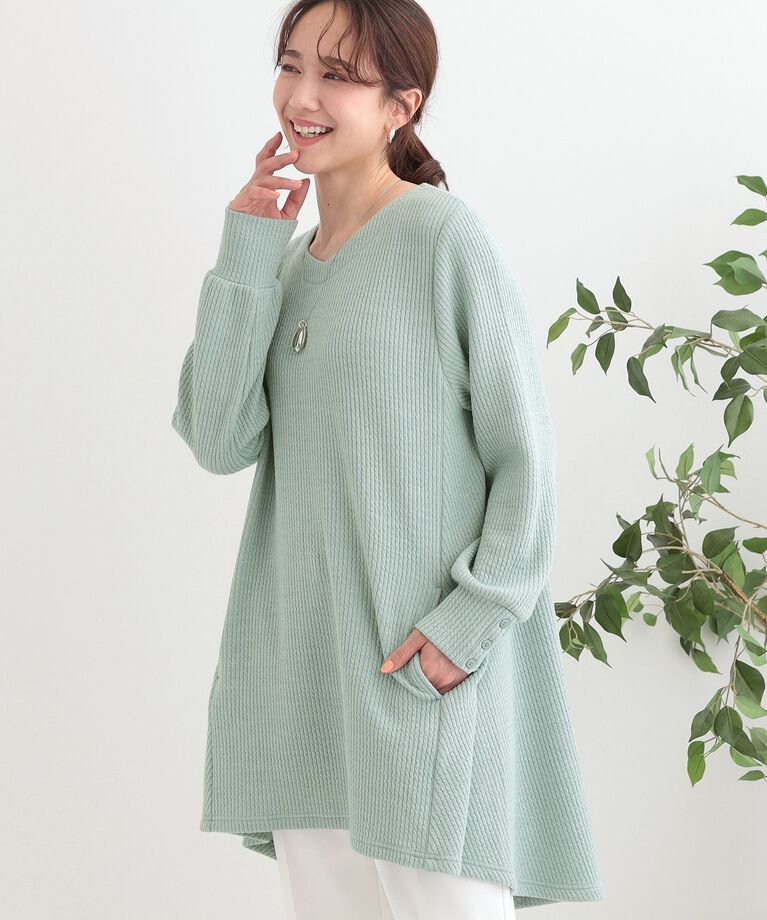 SHOO･LA･RUE「【洗える/S-LL】ふんわりタッチが癖になる ふくれジャカードチュニック」|チュニック|ミントグリーン(02