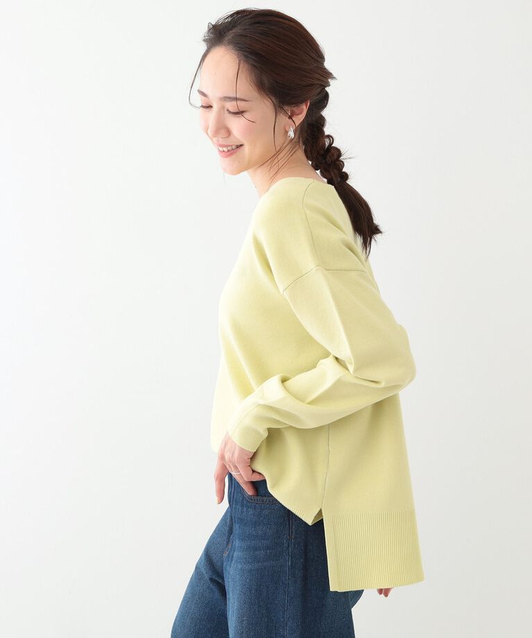 SHOO･LA･RUE「【洗える/S-LL】お顔周りすっきり 優しい肌触りのVネックニット」|ニット・セーター|