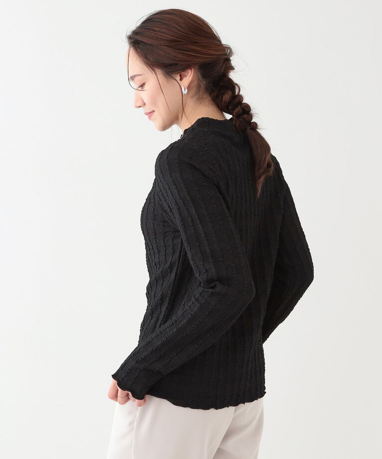 SHOO･LA･RUE「【S-LL】一枚でもインナーでも ふくれジャカード プチハイネックトップス」|Tシャツ・カットソー|