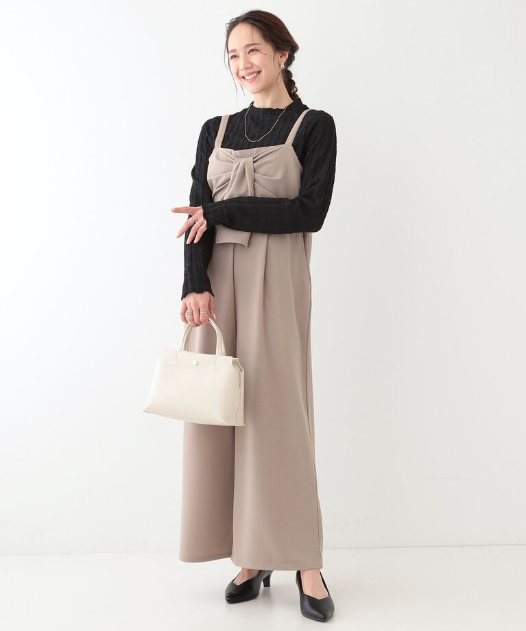 SHOO･LA･RUE「【S-LL】一枚でもインナーでも ふくれジャカード プチハイネックトップス」|Tシャツ・カットソー|