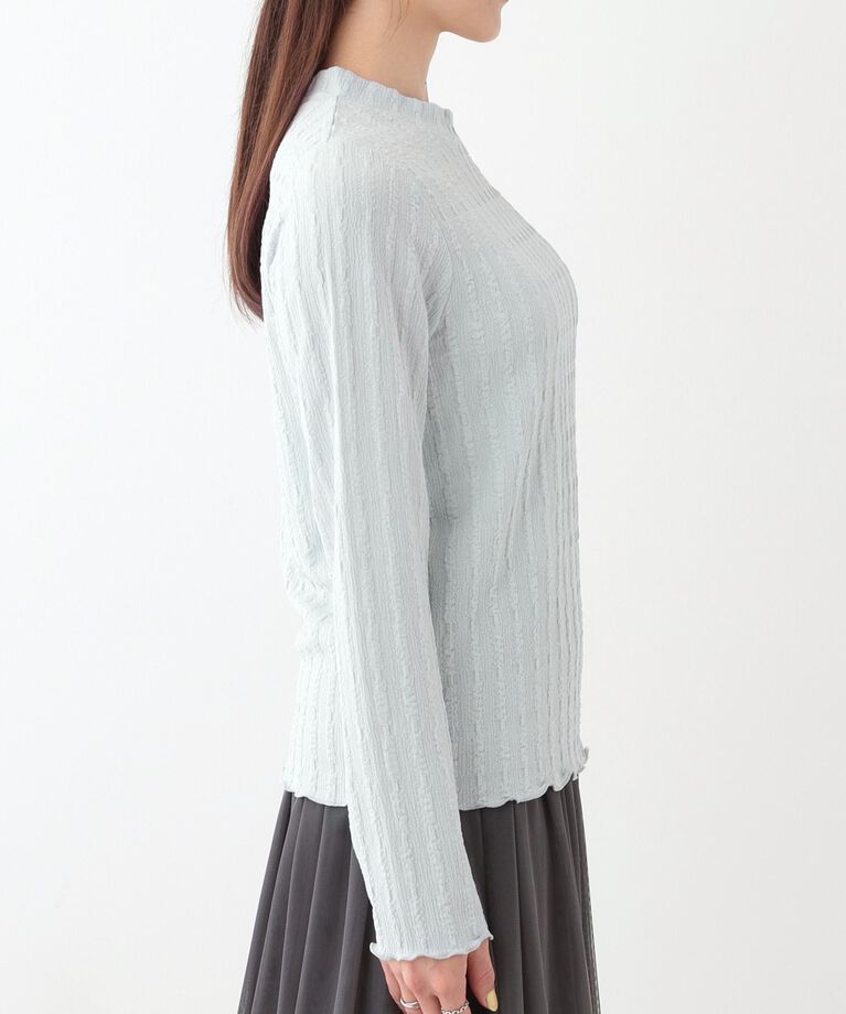 SHOO･LA･RUE「【S-LL】一枚でもインナーでも ふくれジャカード プチハイネックトップス」|Tシャツ・カットソー|