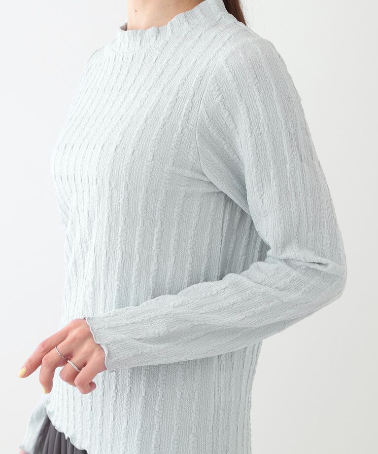 SHOO･LA･RUE「【S-LL】一枚でもインナーでも ふくれジャカード プチハイネックトップス」|Tシャツ・カットソー|