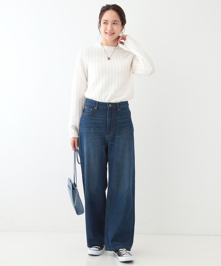 SHOO･LA･RUE「【S-LL】一枚でもインナーでも ふくれジャカード プチハイネックトップス」|Tシャツ・カットソー|