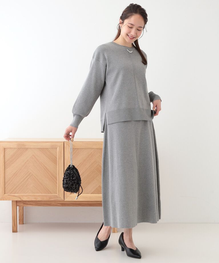 SHOO･LA･RUE「【セットアップ可/S-LL】大人上品に揺れる ニットフレアスカート」|スカート|