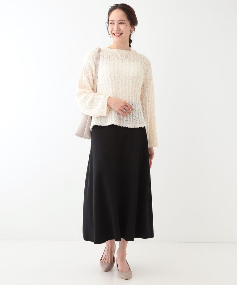 SHOO･LA･RUE「【セットアップ可/S-LL】大人上品に揺れる ニットフレアスカート」|スカート|