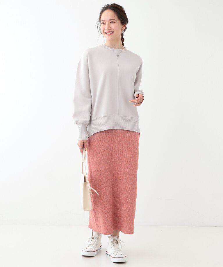 SHOO･LA･RUE「【洗える/S-LL】長めのリブでお袖すっきり 異素材トップス」|Tシャツ・カットソー|