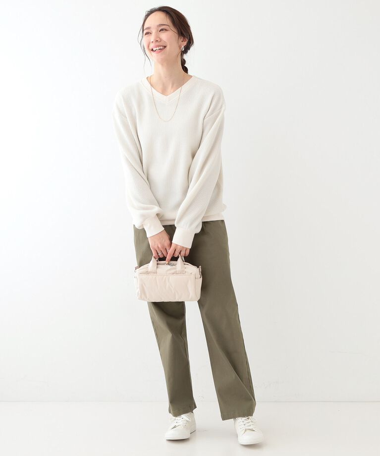SHOO･LA･RUE「【洗える/S-LL/前後2WAY】きらっと光るラメが目を惹く ワッフルトップス」|Tシャツ・カットソー|