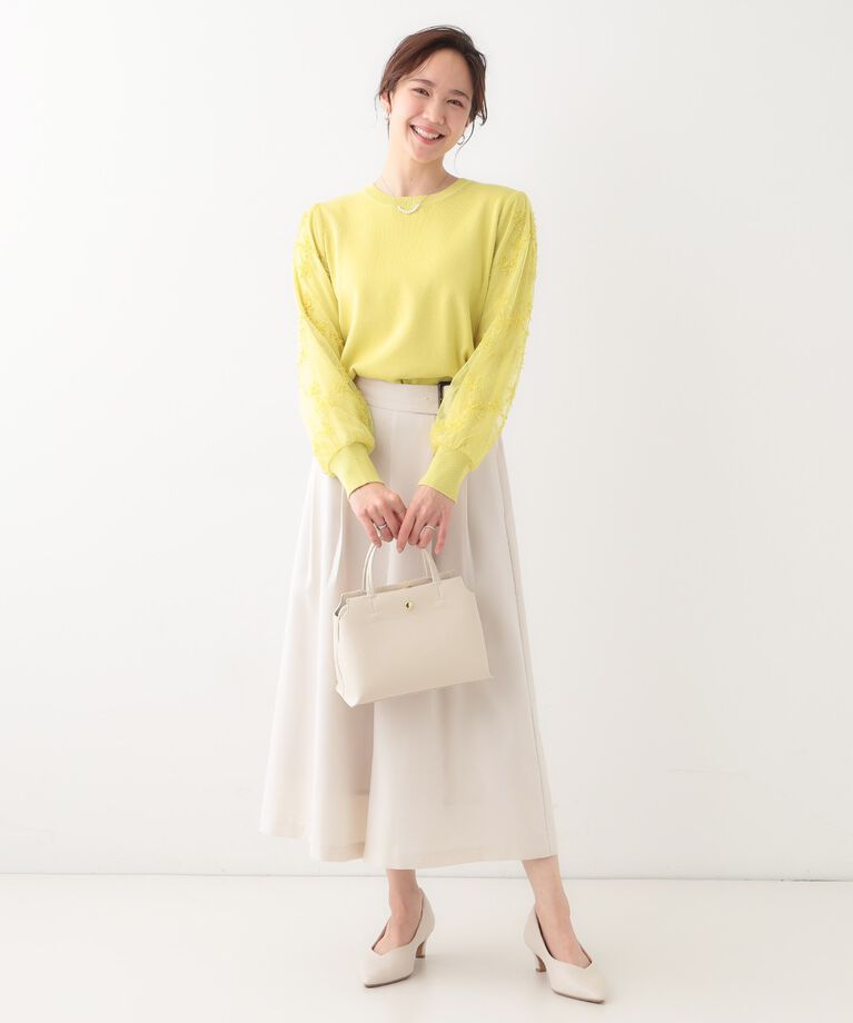 SHOO･LA･RUE「【S-LL】大人可愛い お袖レースドッキングニット」|ニット・セーター|