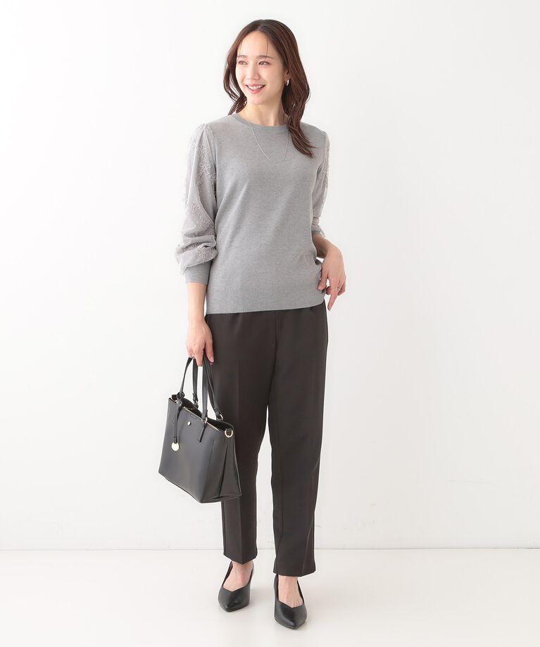 SHOO･LA･RUE「【S-LL】大人可愛い お袖レースドッキングニット」|ニット・セーター|