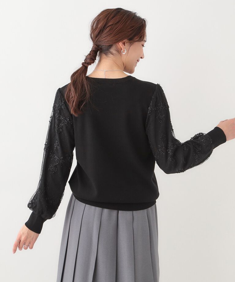 SHOO･LA･RUE「【S-LL】大人可愛い お袖レースドッキングニット」|ニット・セーター|