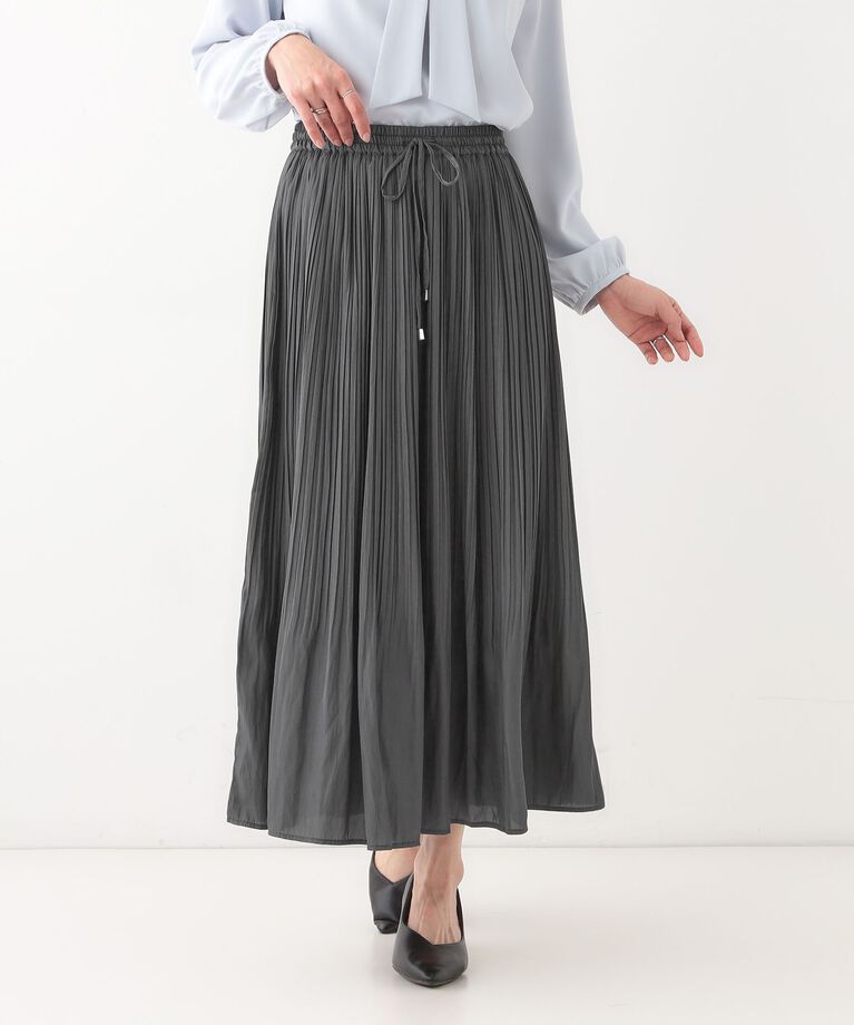 SHOO･LA･RUE「歩くたび揺れる サテンプリーツスカート」|スカート|