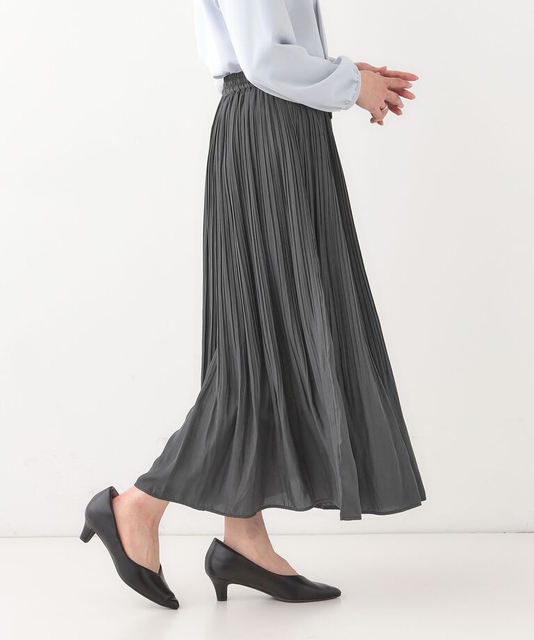 SHOO･LA･RUE「歩くたび揺れる サテンプリーツスカート」|スカート|