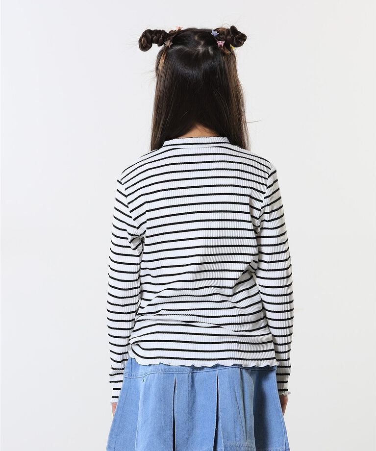 SHOO･LA･RUE「【100-150cm】刺繍ロゴ使いリブロンT」|Tシャツ・カットソー|