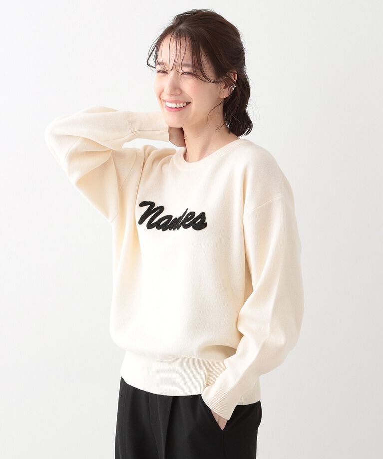 SHOO･LA･RUE「【洗える/S-LL/ちくちくしにくい】ロゴ入りスウェットライクニット」|ニット・セーター|