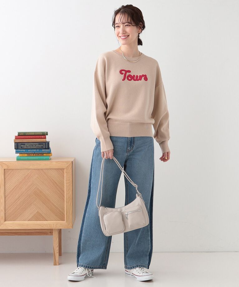 SHOO･LA･RUE「【洗える/S-LL/ちくちくしにくい】ロゴ入りスウェットライクニット」|ニット・セーター|