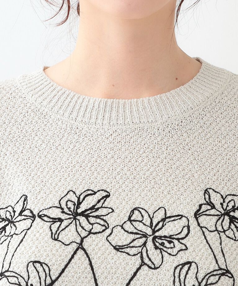 SHOO･LA･RUE「【S-LL】花柄刺繍ブークレニット」|ニット・セーター|