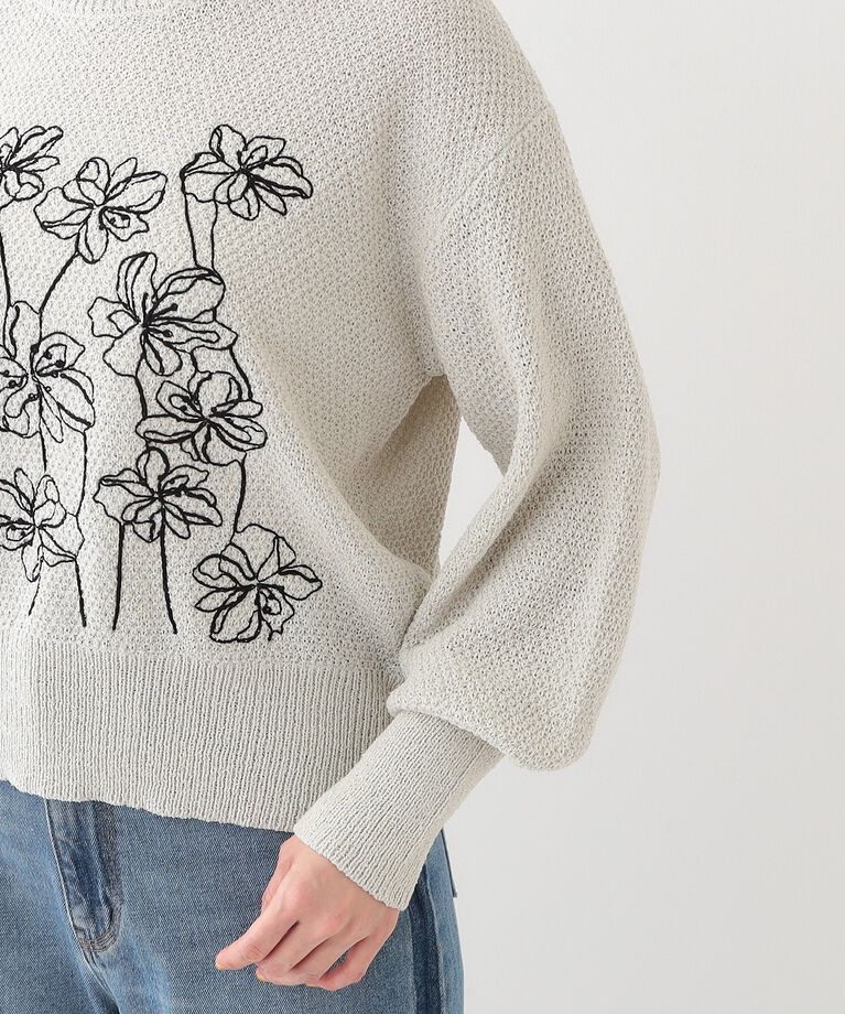 SHOO･LA･RUE「【S-LL】花柄刺繍ブークレニット」|ニット・セーター|