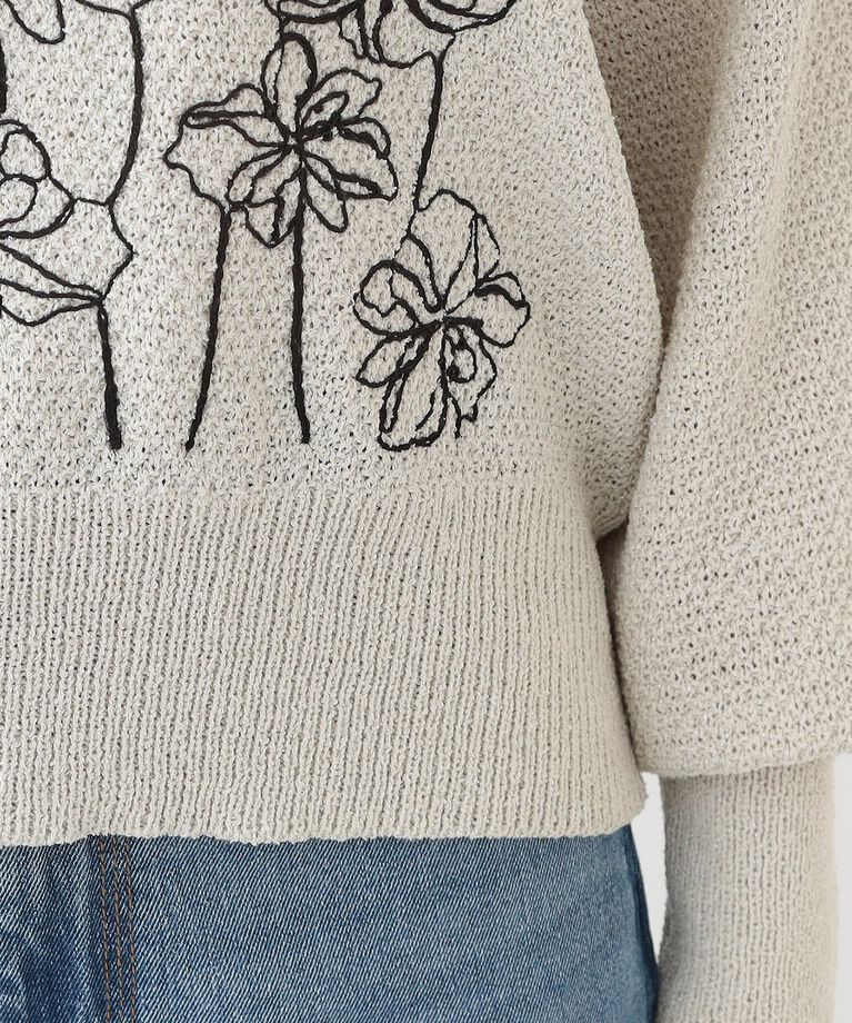 SHOO･LA･RUE「【S-LL】花柄刺繍ブークレニット」|ニット・セーター|