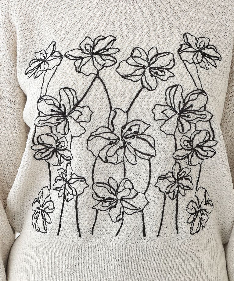 SHOO･LA･RUE「【S-LL】花柄刺繍ブークレニット」|ニット・セーター|
