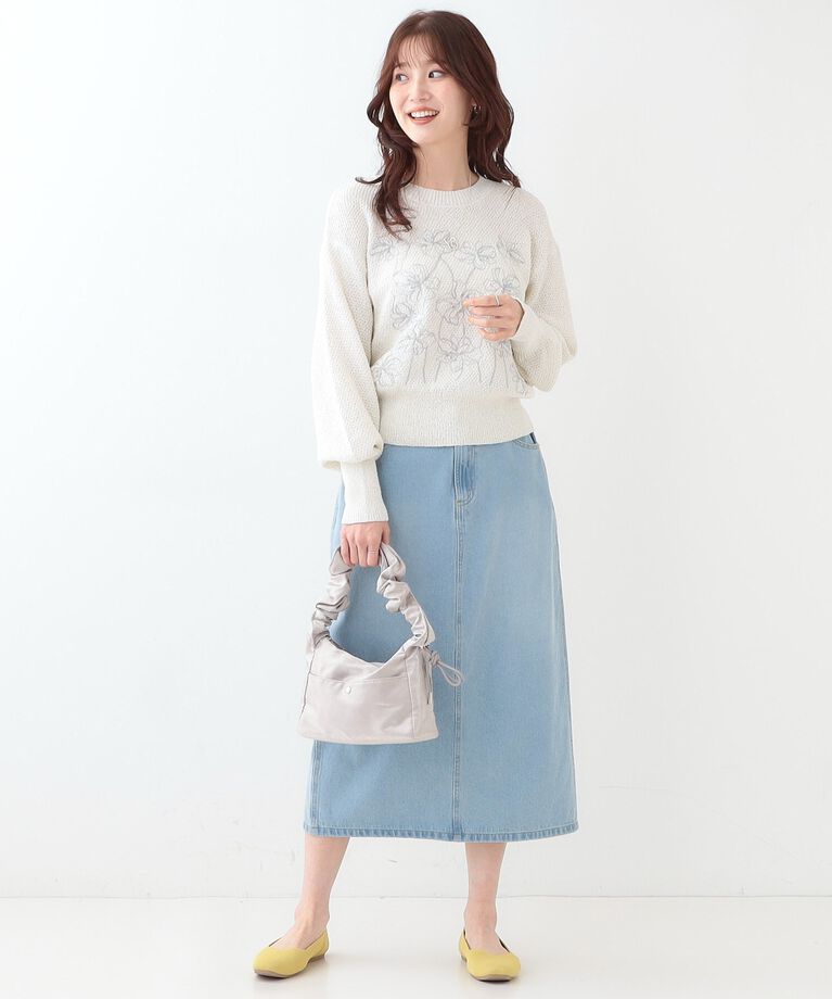 SHOO･LA･RUE「【S-LL】花柄刺繍ブークレニット」|ニット・セーター|