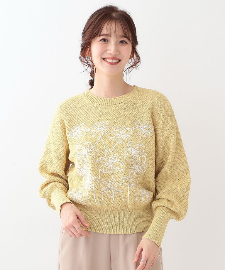 SHOO･LA･RUE「【S-LL】花柄刺繍ブークレニット」|ニット・セーター|