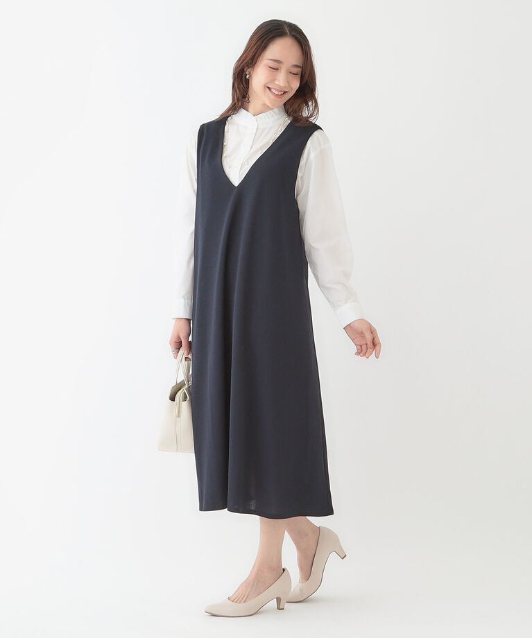 SHOO･LA･RUE「【洗える】フレアラインが美しい サラっと着られる Vネックジャンドレ」|ワンピース|
