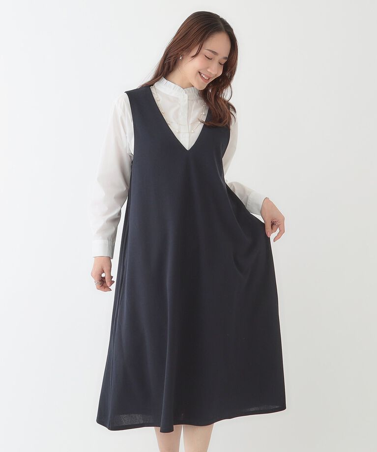 SHOO･LA･RUE「【洗える】フレアラインが美しい サラっと着られる Vネックジャンドレ」|ワンピース|