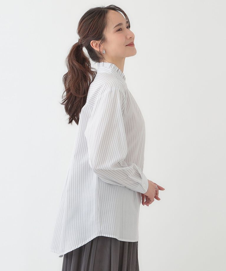 SHOO･LA･RUE「すっきり好印象 フリルスタンドブラウス」|シャツ・ブラウス|