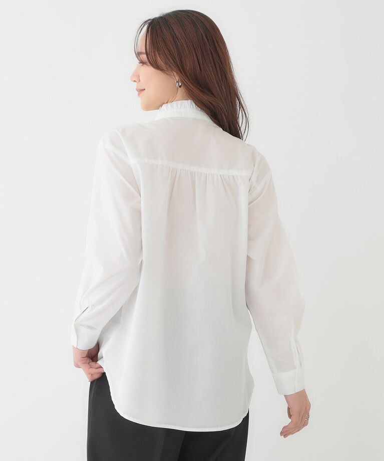 SHOO･LA･RUE「すっきり好印象 フリルスタンドブラウス」|シャツ・ブラウス|