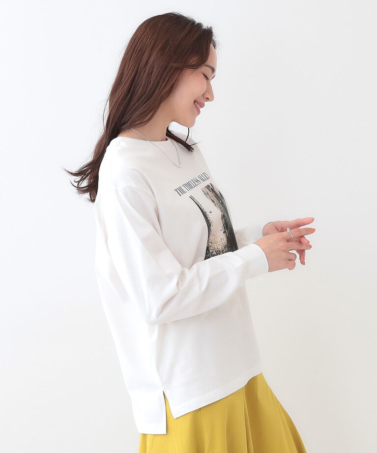 SHOO･LA･RUE「【洗える/S-LL】一枚でもレイヤードでも グラフィック長袖Tシャツ」|Tシャツ・カットソー|
