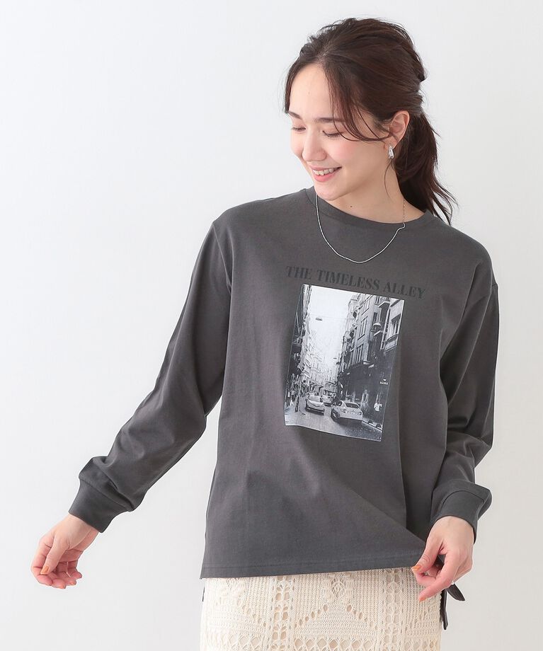 SHOO･LA･RUE「【洗える/S-LL】一枚でもレイヤードでも グラフィック長袖Tシャツ」|Tシャツ・カットソー|