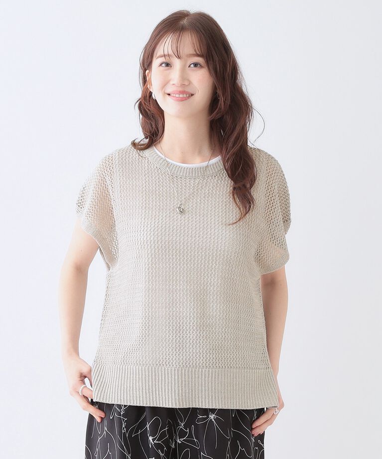 SHOO･LA･RUE「【S-LL/2点セット】大人ナチュラルな メッシュ編みニット+タンクトップ」|その他|