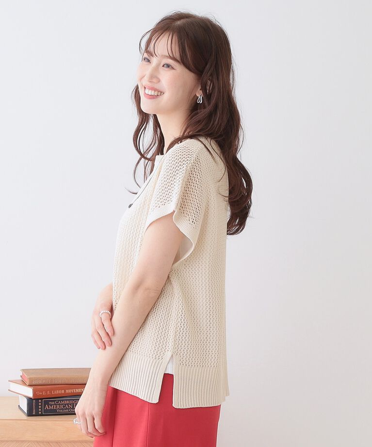 SHOO･LA･RUE「【S-LL/2点セット】大人ナチュラルな メッシュ編みニット+タンクトップ」|その他|