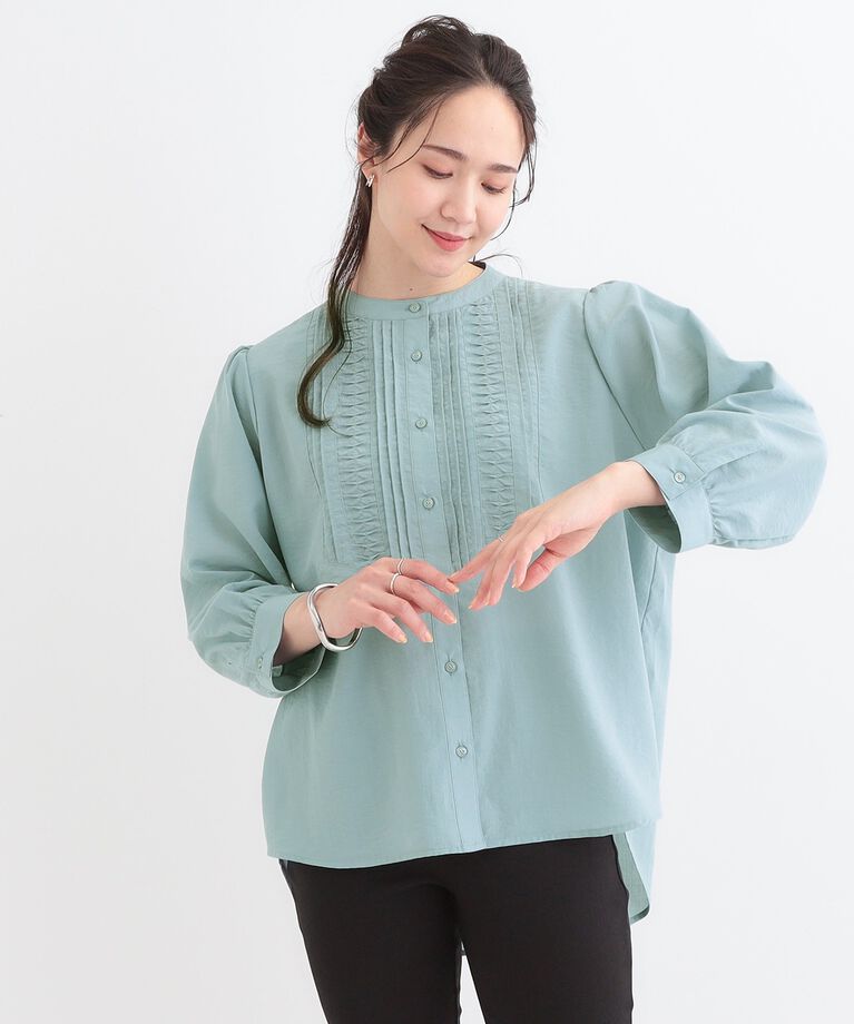 SHOO･LA･RUE「【S-LL】お顔周りを華やかに おりがみタックブラウス」|シャツ・ブラウス|