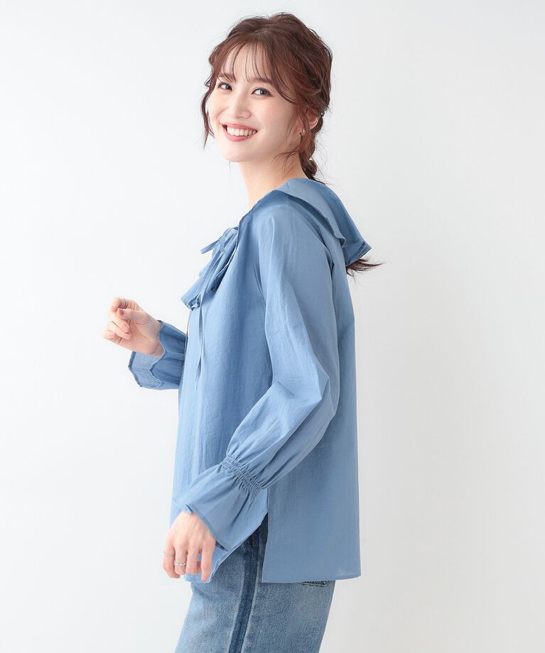 SHOO･LA･RUE「【洗える/S-LL】甘すぎない大人のフリルブラウス」|シャツ・ブラウス|