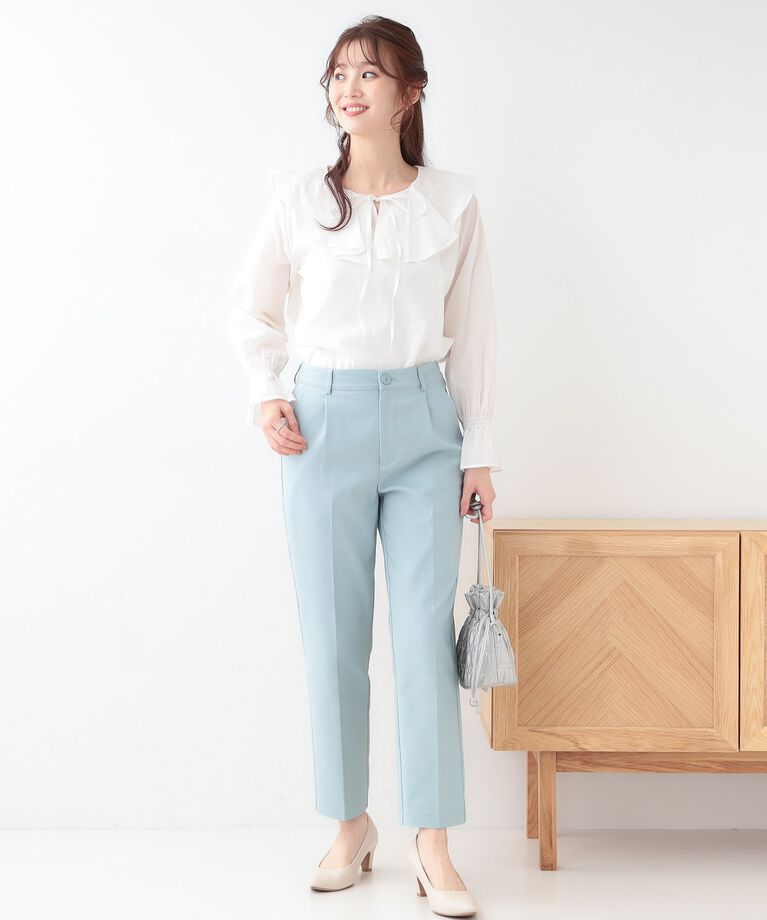 SHOO･LA･RUE「【洗える/S-LL】甘すぎない大人のフリルブラウス」|シャツ・ブラウス|