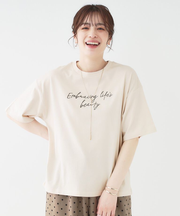 SHOO･LA･RUE「【S-LL/選べる4柄】コットンプリントロゴTシャツ」|Tシャツ・カットソー|