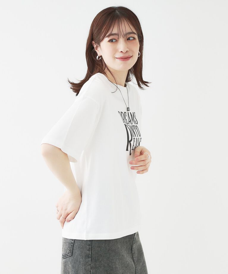 SHOO･LA･RUE「【S-LL/選べる4柄】コットンプリントロゴTシャツ」|Tシャツ・カットソー|
