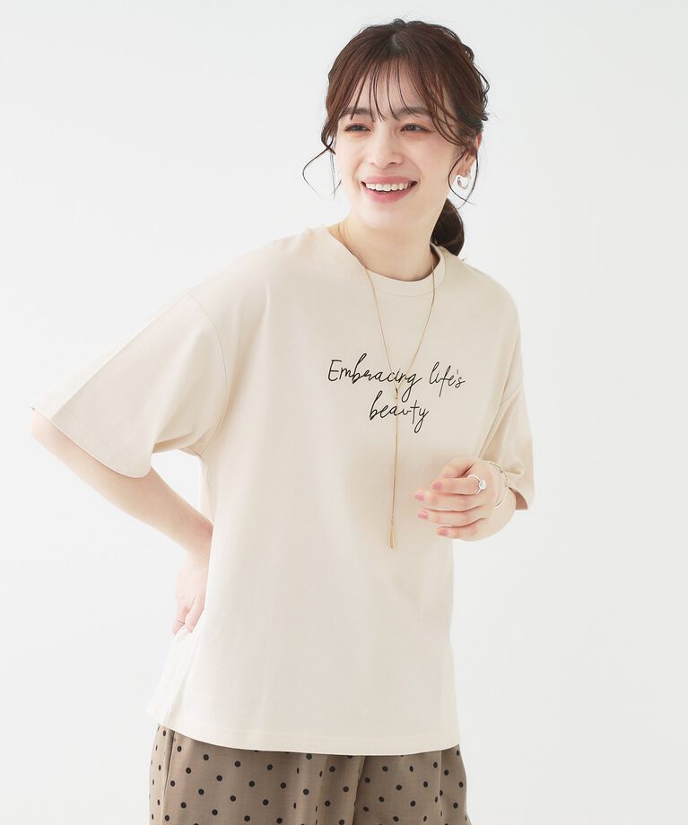 SHOO･LA･RUE「【S-LL/選べる4柄】コットンプリントロゴTシャツ」|Tシャツ・カットソー|