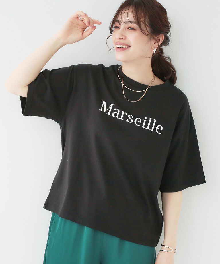 SHOO･LA･RUE「【S-LL/選べる4柄】コットンプリントロゴTシャツ」|Tシャツ・カットソー|ブラック(119)
