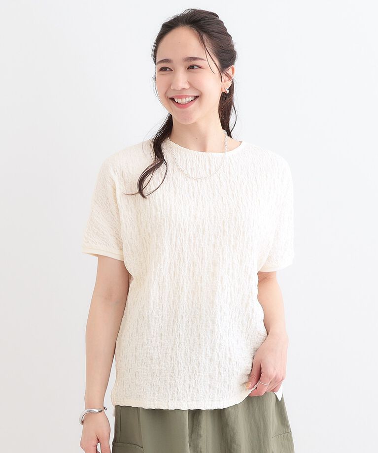SHOO･LA･RUE「【S-LL】ぽこぽこ素材がこなれ見え ドルマントップス」|Tシャツ・カットソー|