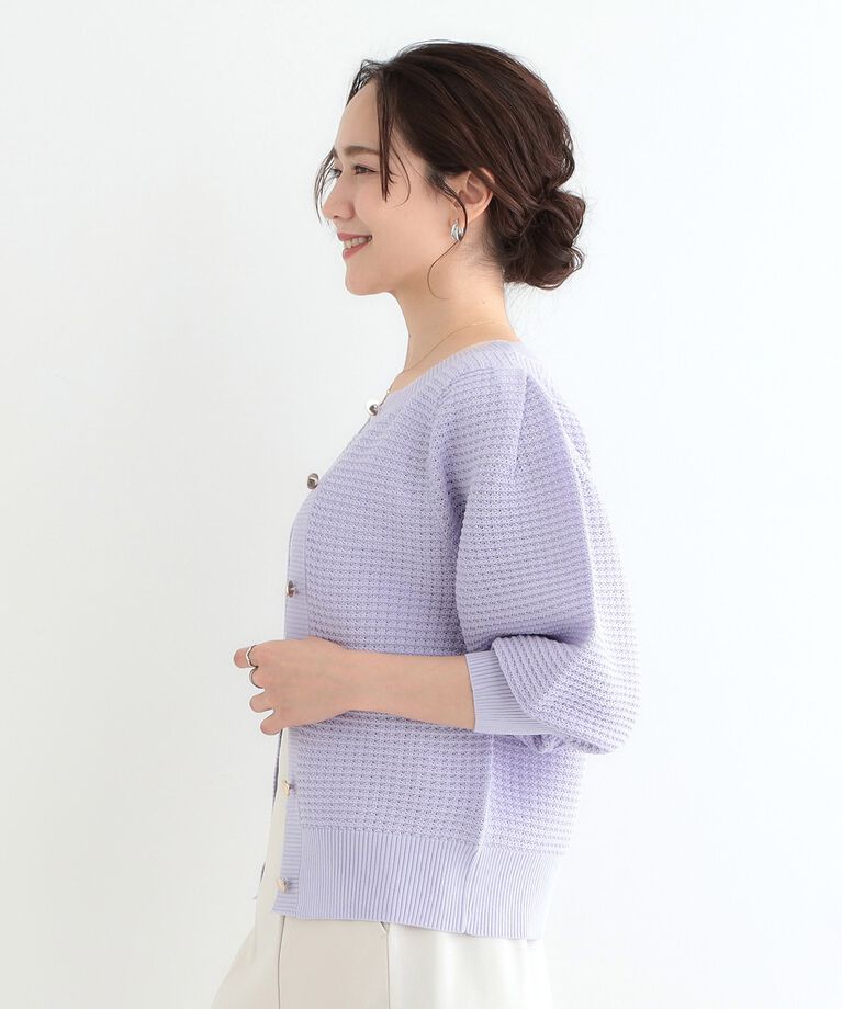 SHOO･LA･RUE「【S-LL】大人フェミニンな着こなしに 透かし編みニットカーディガン」|カーディガン|