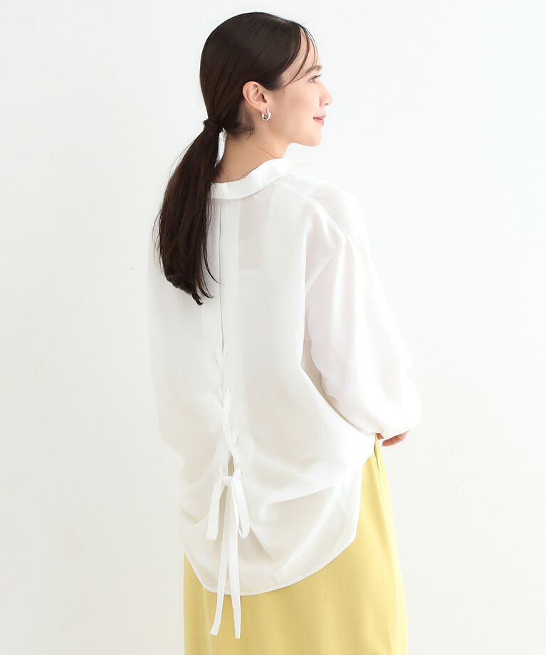 SHOO･LA･RUE「【S-LL】後ろ姿も抜かりなく バックレースアップシャツ」|シャツ・ブラウス|