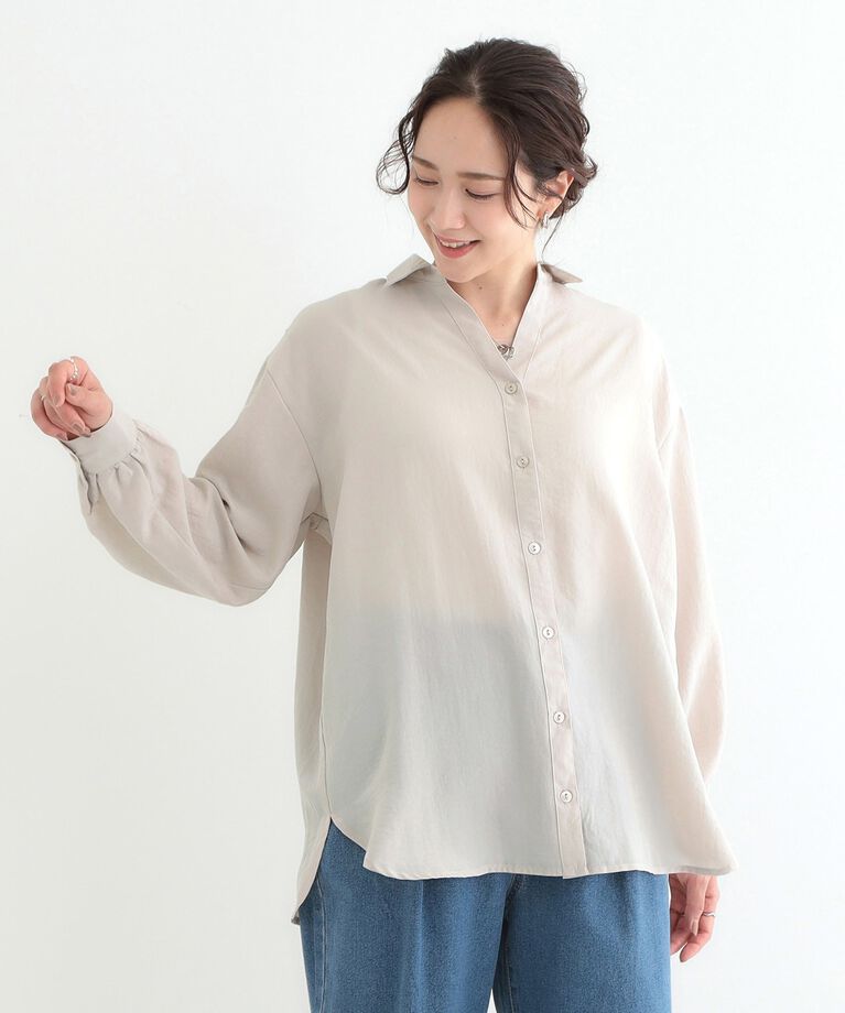 SHOO･LA･RUE「【S-LL】後ろ姿も抜かりなく バックレースアップシャツ」|シャツ・ブラウス|