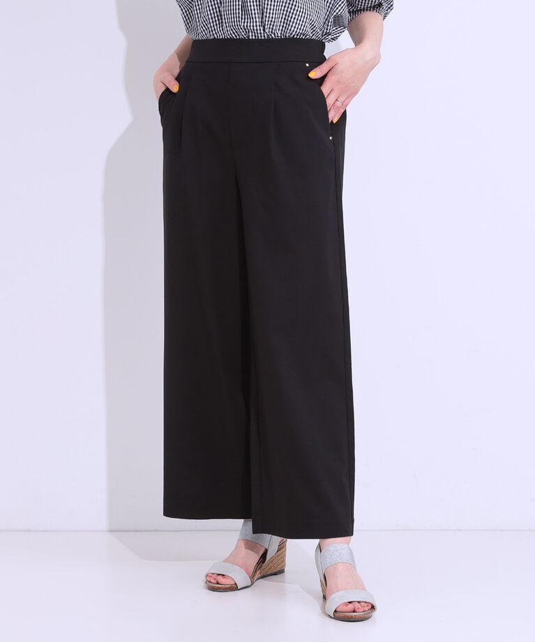 SHOO･LA･RUE「【S-LL/ひんやり】ゴールドパーツがアクセント ストレッチワイドパンツ」|その他|