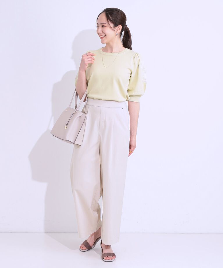 SHOO･LA･RUE「【S-LL/ひんやり】ゴールドパーツがアクセント ストレッチワイドパンツ」|その他|