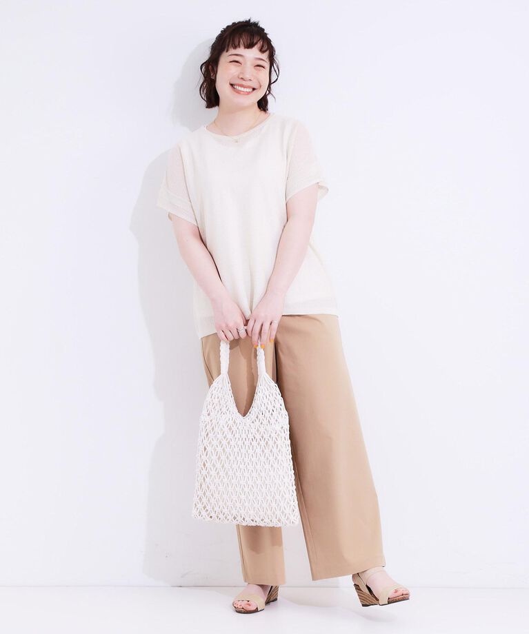 SHOO･LA･RUE「【S-LL/ひんやり】ゴールドパーツがアクセント ストレッチワイドパンツ」|その他|