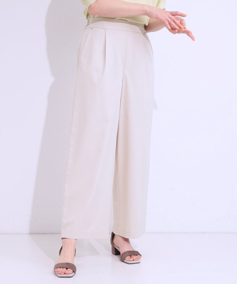 SHOO･LA･RUE「【S-LL/ひんやり】ゴールドパーツがアクセント ストレッチワイドパンツ」|その他|
