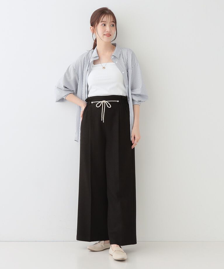 SHOO･LA･RUE「【S-LL】きれいにスタイルアップ ロープ紐使いワイドパンツ」|その他|