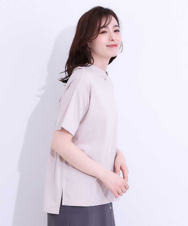 SHOO･LA･RUE「【S-LL/ひんやり/UV】アウトスタイルもサマになる さらさら抜け襟Tシャツ」|Tシャツ・カットソー|